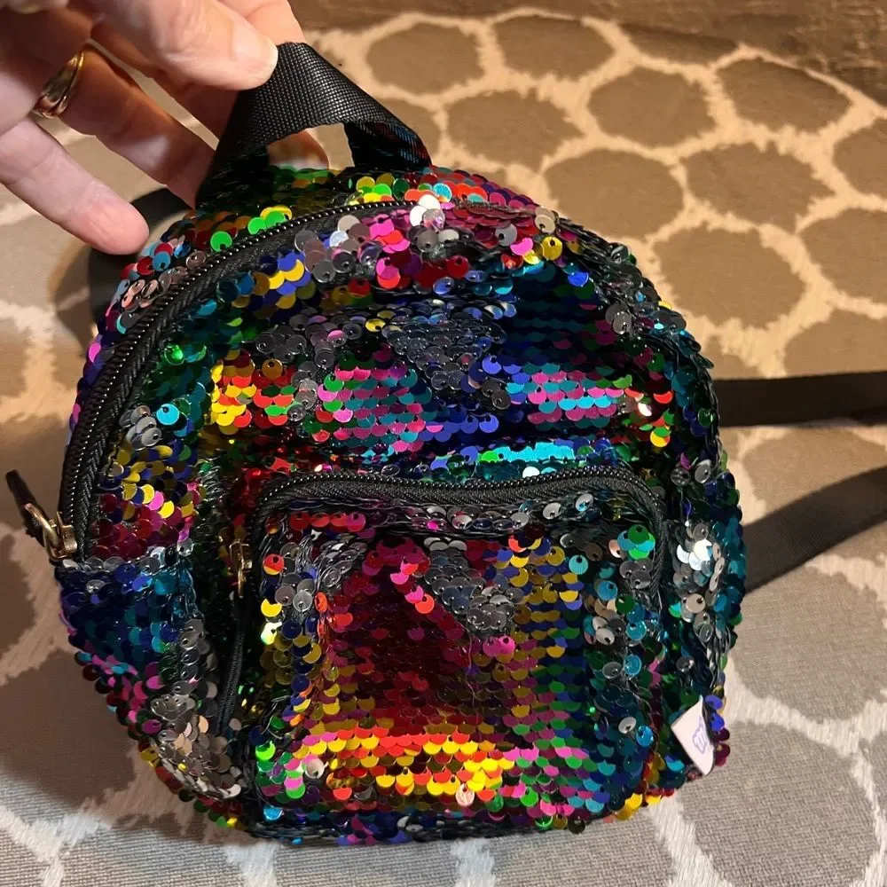 Sequin Multicolor Backpack Y2K mini festival evening Bohemian contemporary